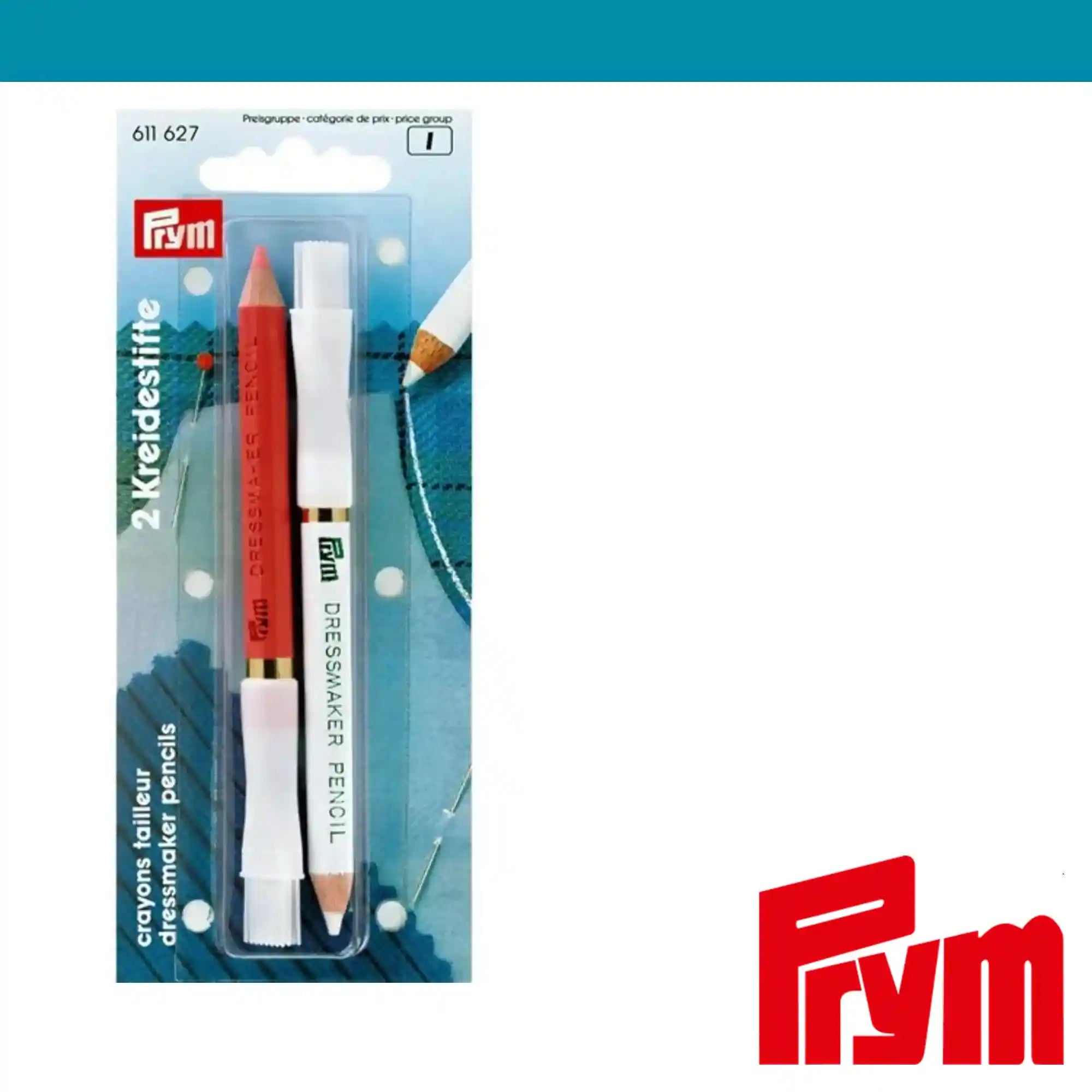 Prym Dressmakers Chalk Pencil and Brush (rose & white)