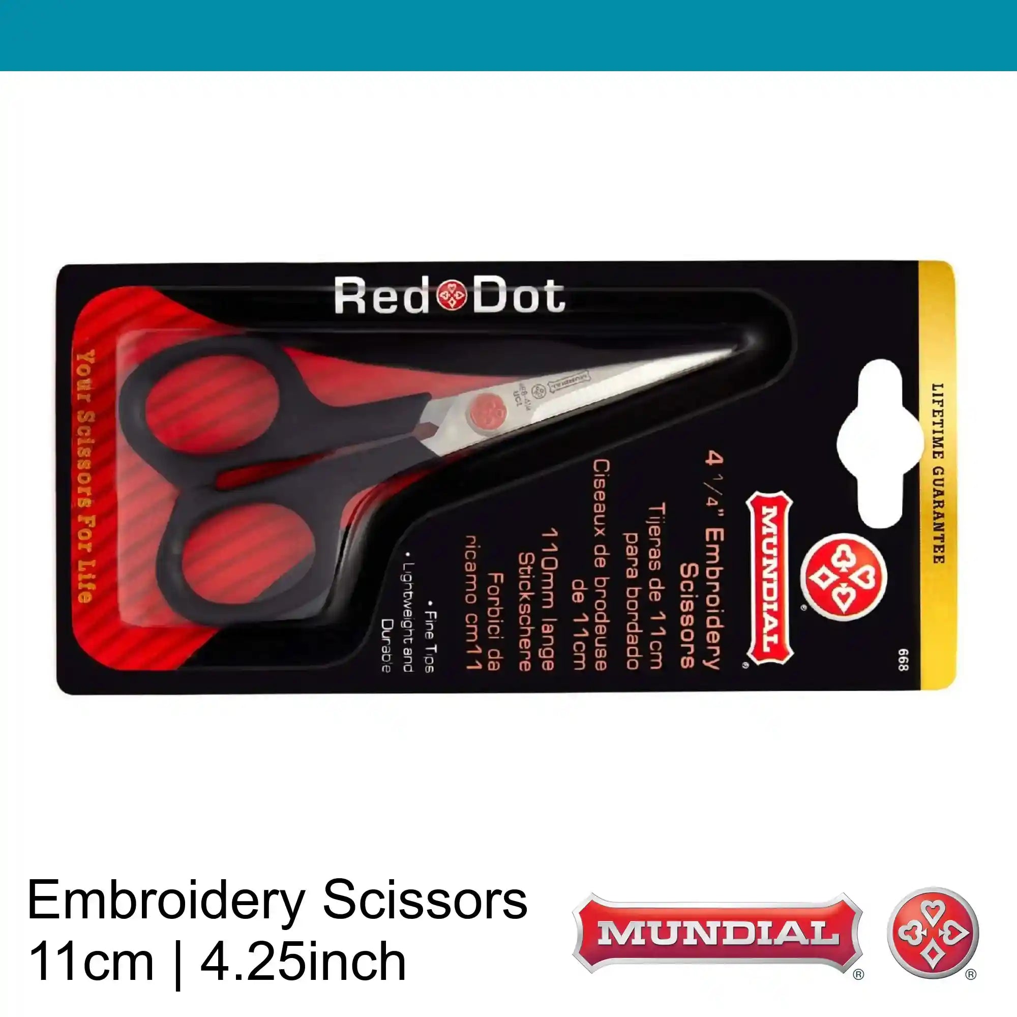 Mundial 4.25 inch Red Dot Embroidery scissors(11 cm)