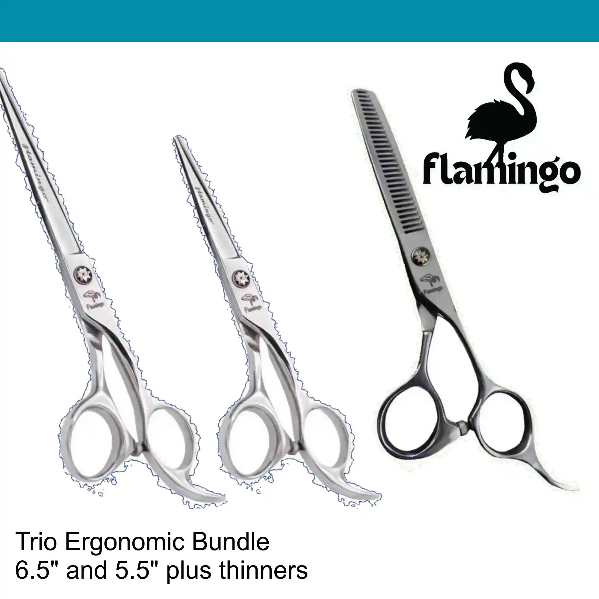 Flamingo Hairdressing Scissor Ergonomic 3pc set
