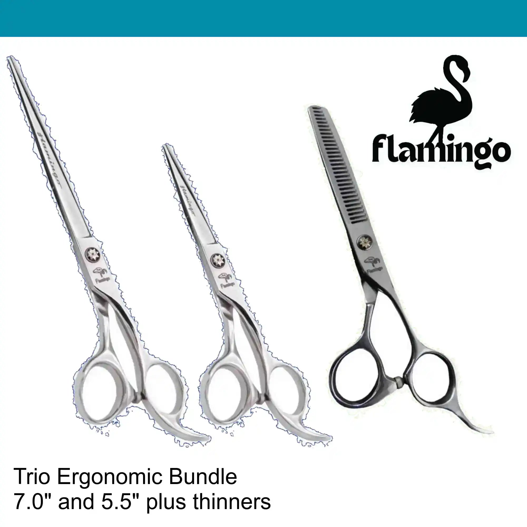 Flamingo Hairdressing Scissor Ergonomic 3pc set