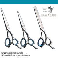 Kawashki 3pc offset Hairdressing Scissor Ergo bundle