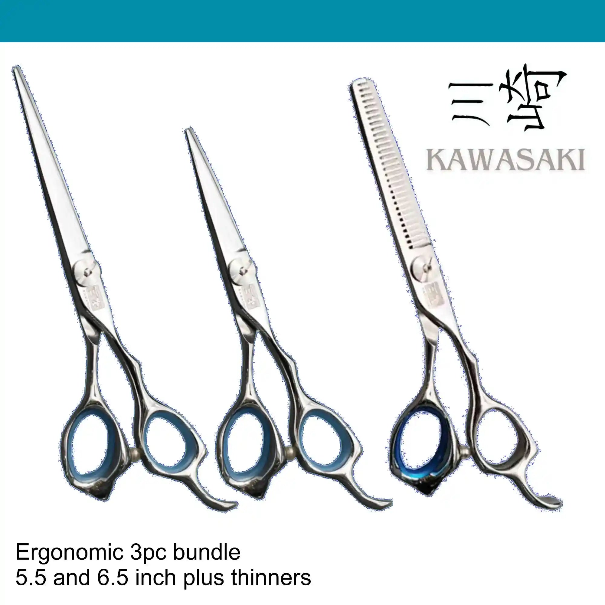 Kawashki 3pc offset Hairdressing Scissor Ergo bundle