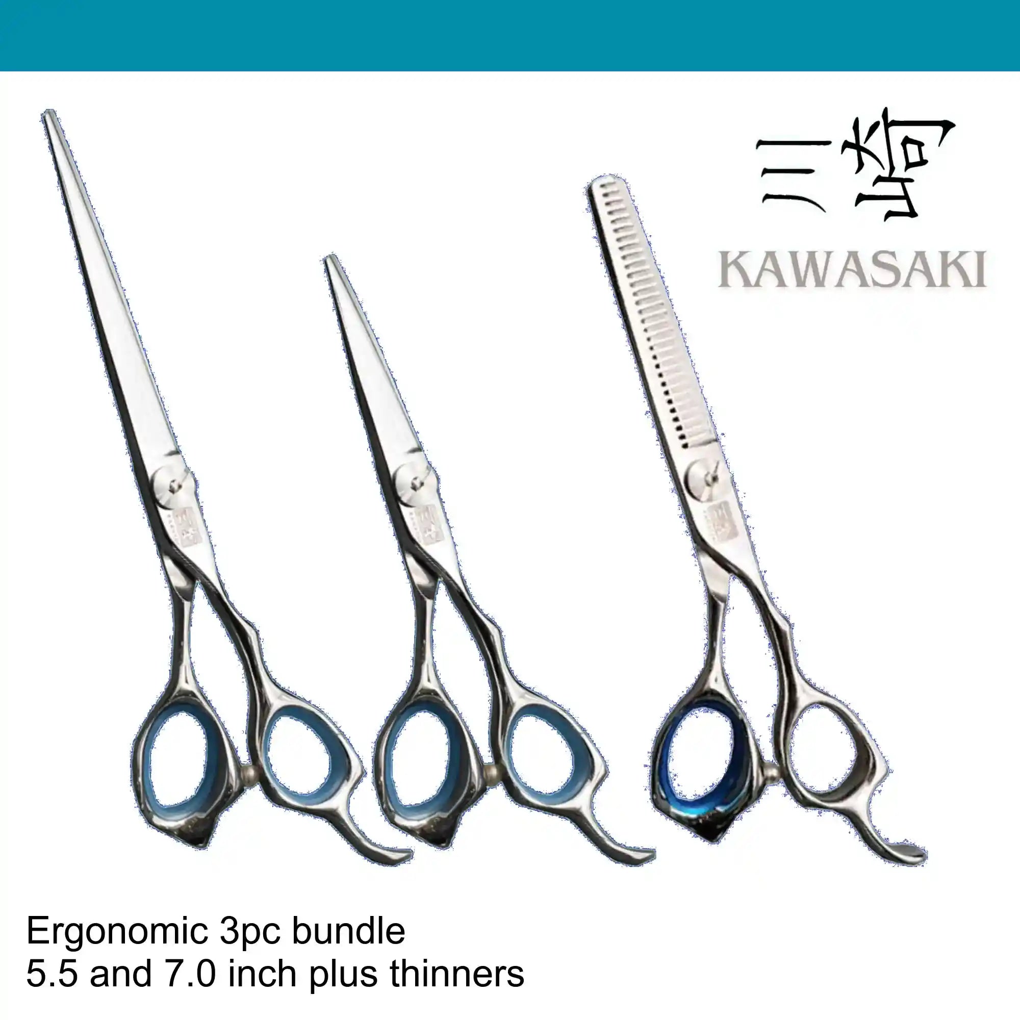 Kawashki 3pc offset Hairdressing Scissor Ergo bundle