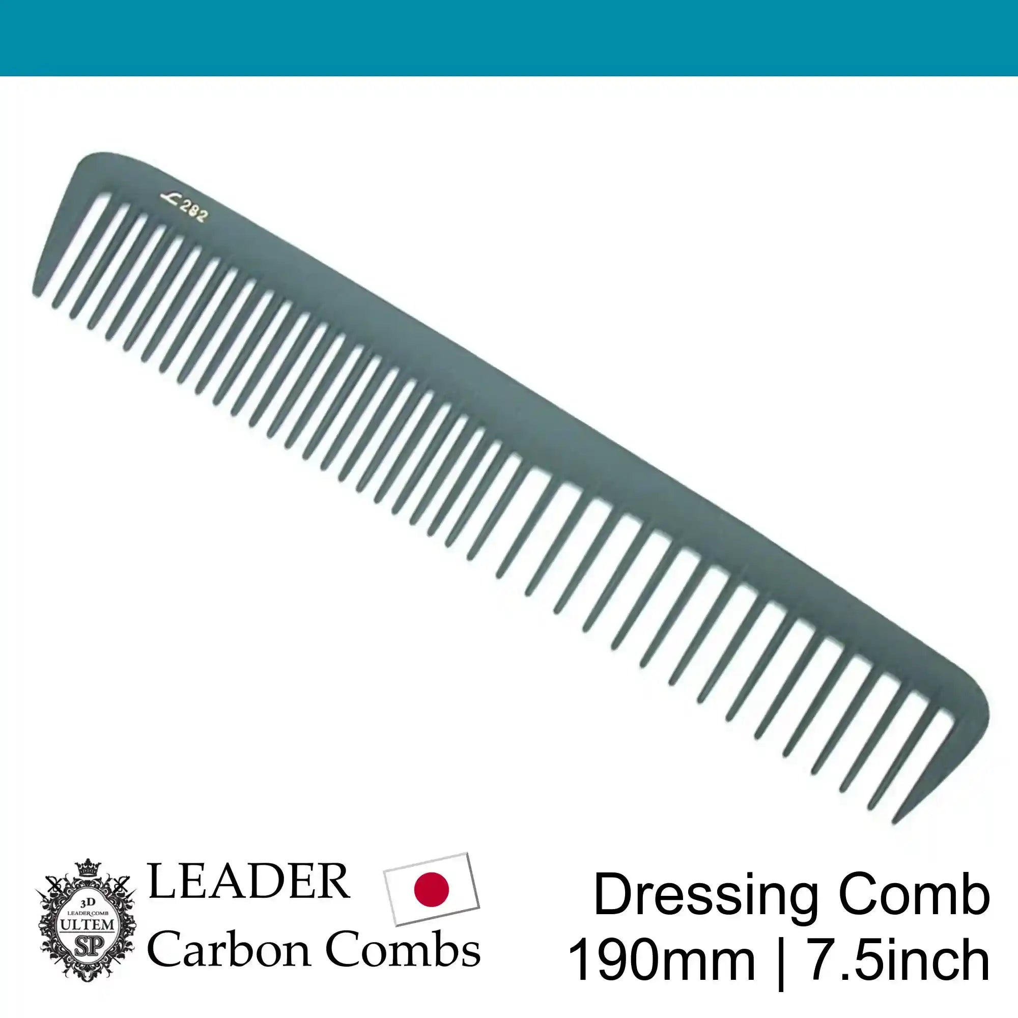 Leader Carbon #282 Wide Teeth Dressing Comb 7½"