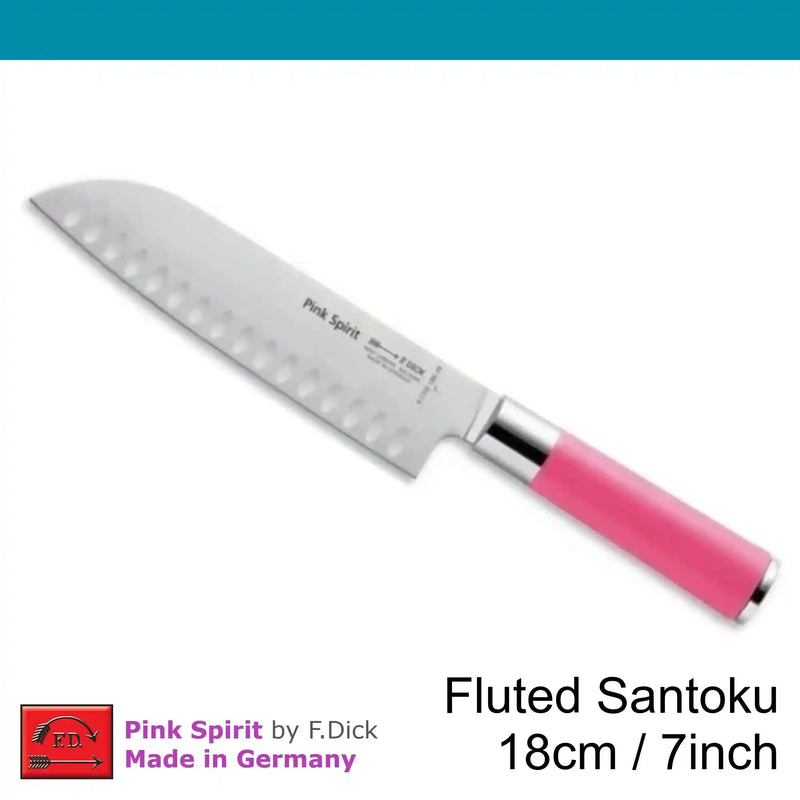 F.Dick Pink Spirit Santoku 18cm Fluted Knife