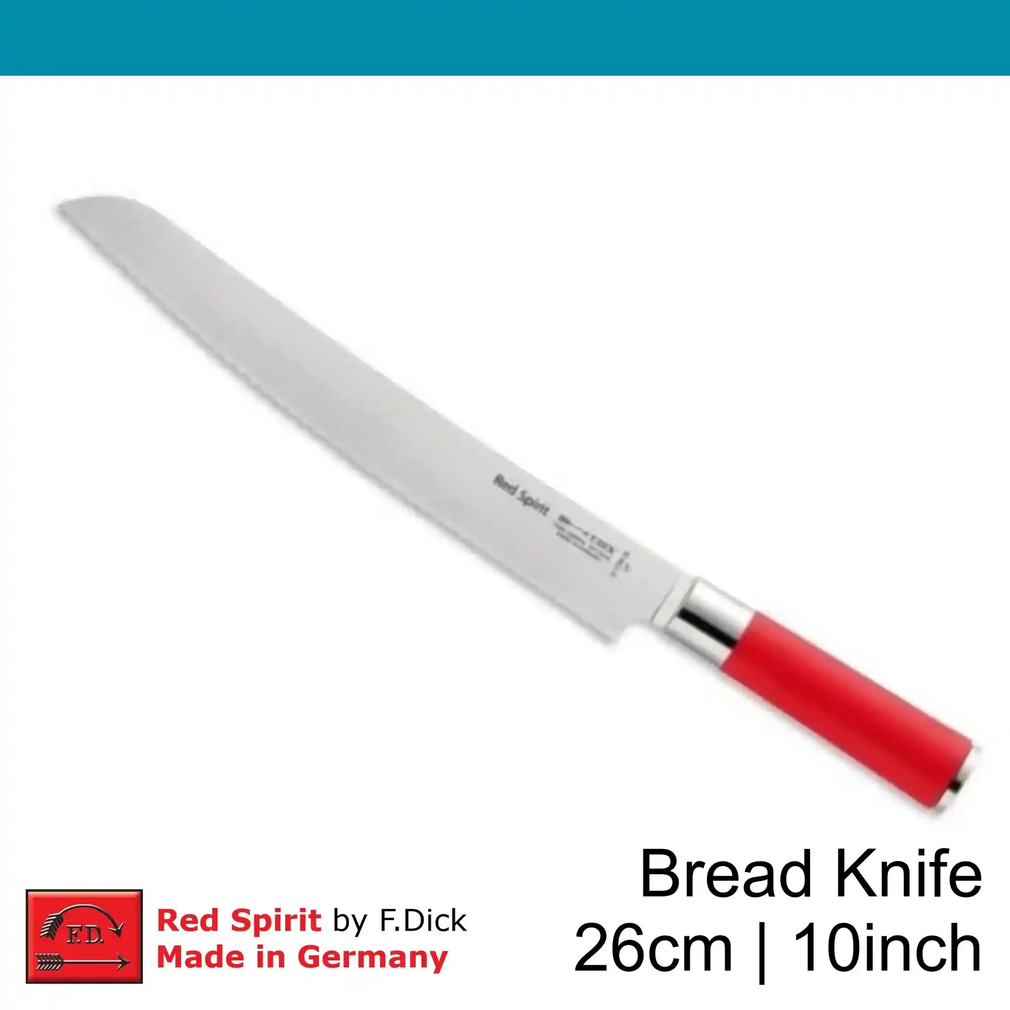 F.Dick Red Spirit Bread Knife, Serrated Edge, 26cm