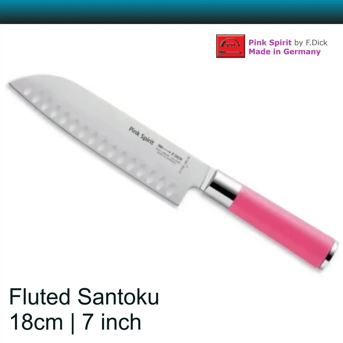 F.Dick Pink Spirit Santoku 18 cm Fluted Knife