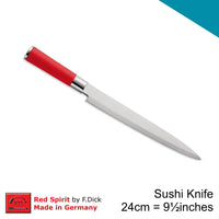 F.Dick Red Spirit Yanagiba, Carving/Sushi Knife, 24cm
