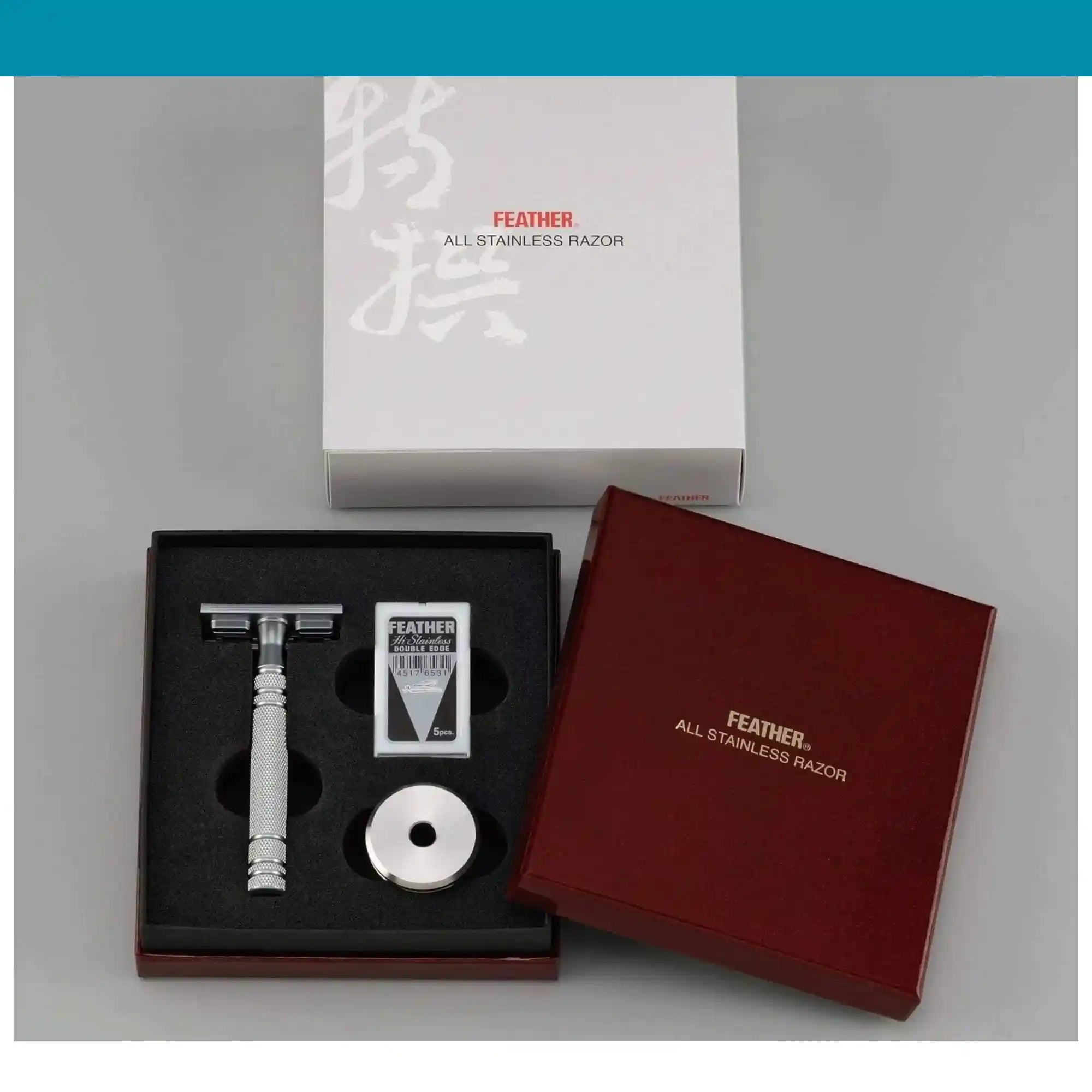 Feather Wet Shaving Razor Stainless Steel with Stand (Gift Set)