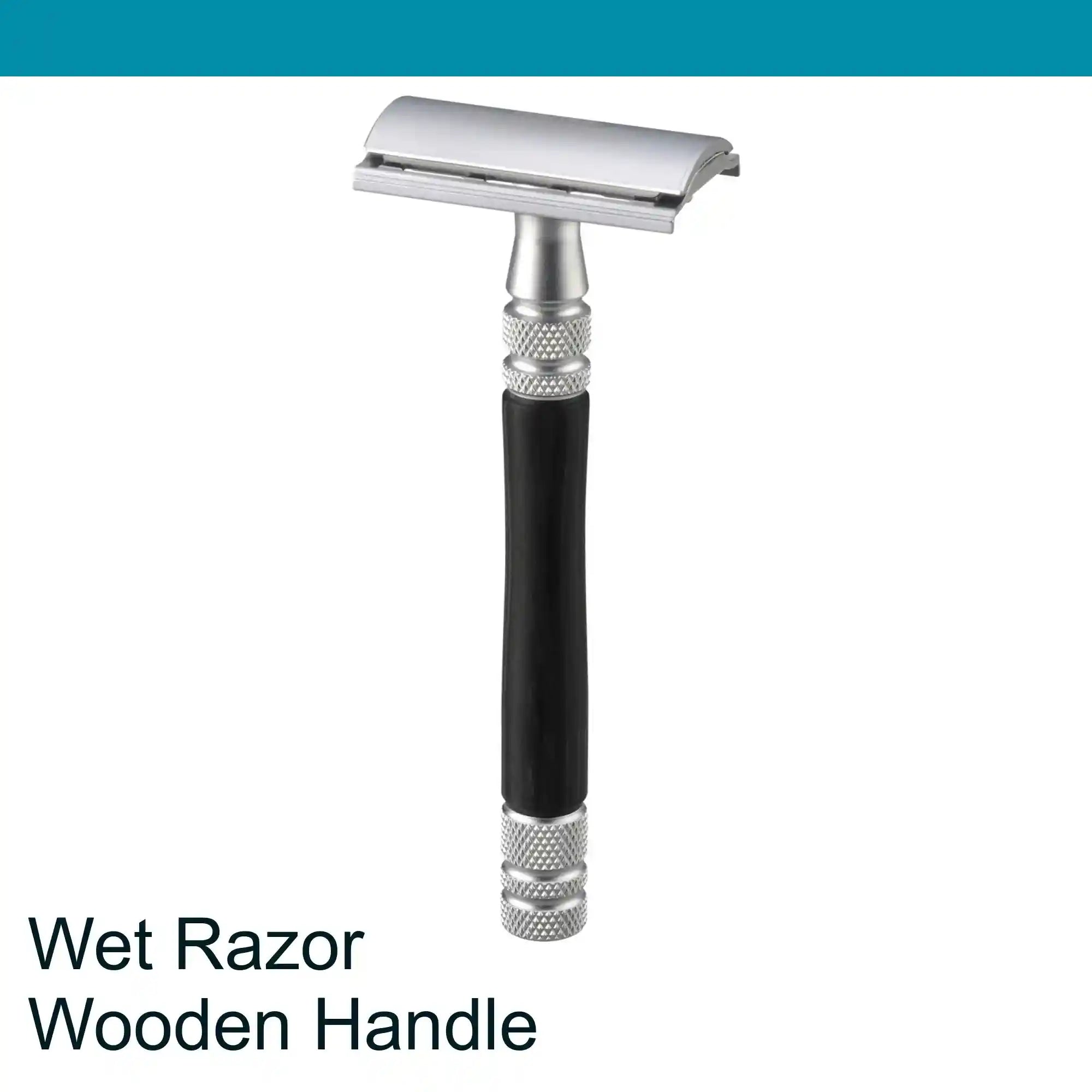 Feather Wet Shaving Razor Wood Handle  with Stand (Gift Set)