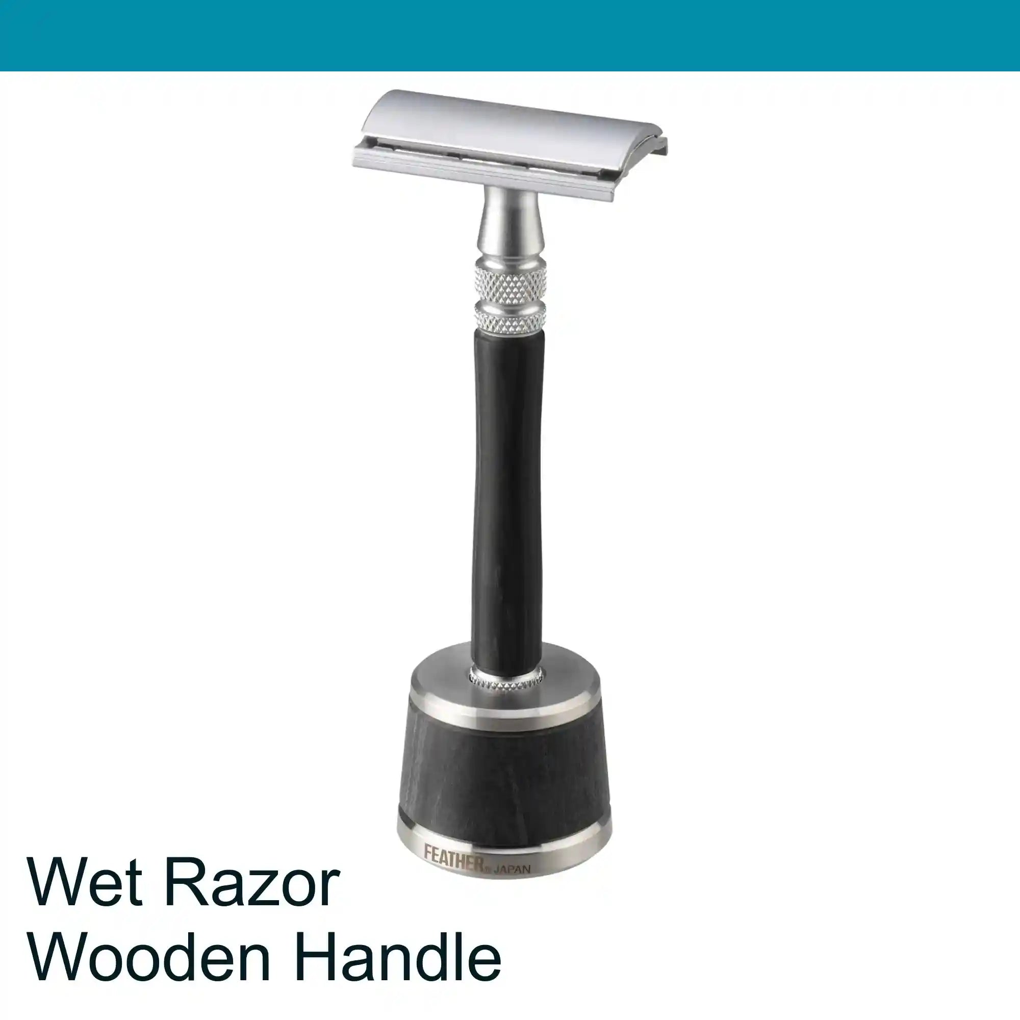 Feather Wet Shaving Razor Wood Handle  with Stand (Gift Set)
