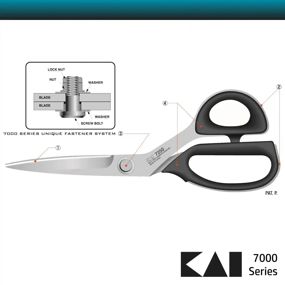 Kai 7250SL 10 inch SlimLine Professional Fabric Shears (25cm)