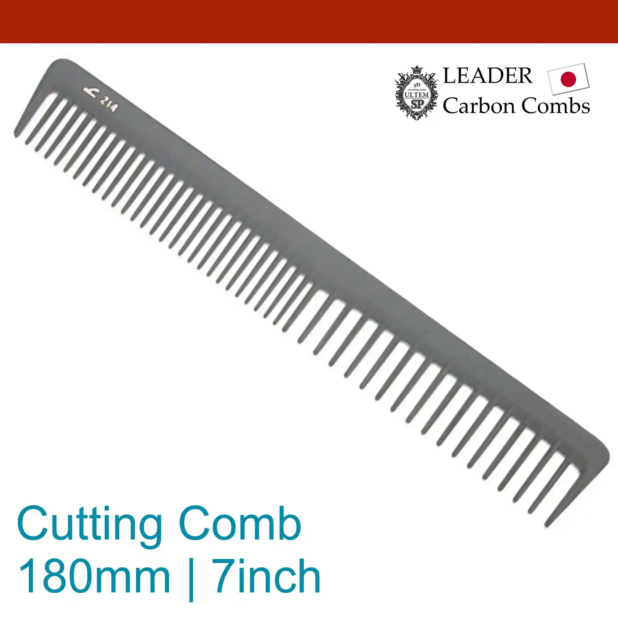 Leader Carbon #214 Wide Teeth Cutting Comb 7"