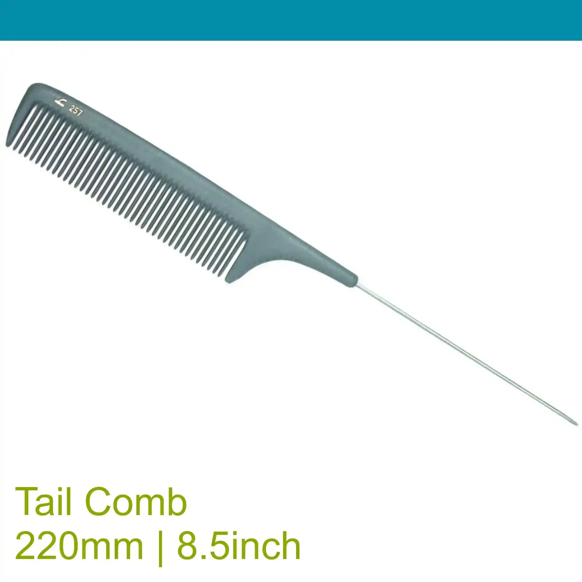 Leader Carbon #257 Metal Tail Comb 8½"