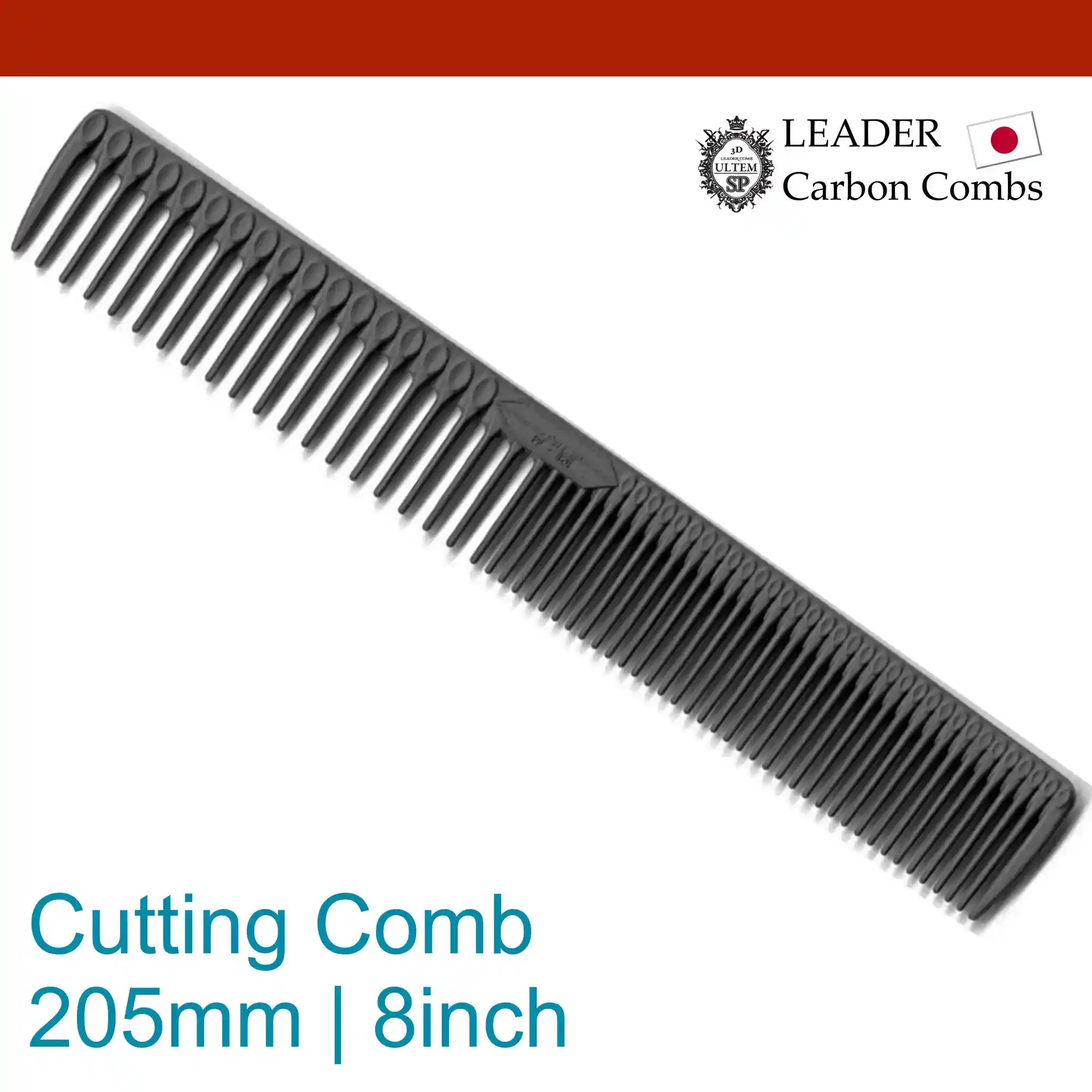 Leader Carbon #820 Long Textured Ridge Comb 8"