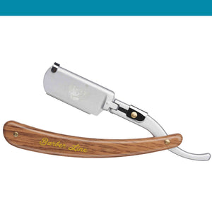Barber Line Razor- Wood look plastic handle
