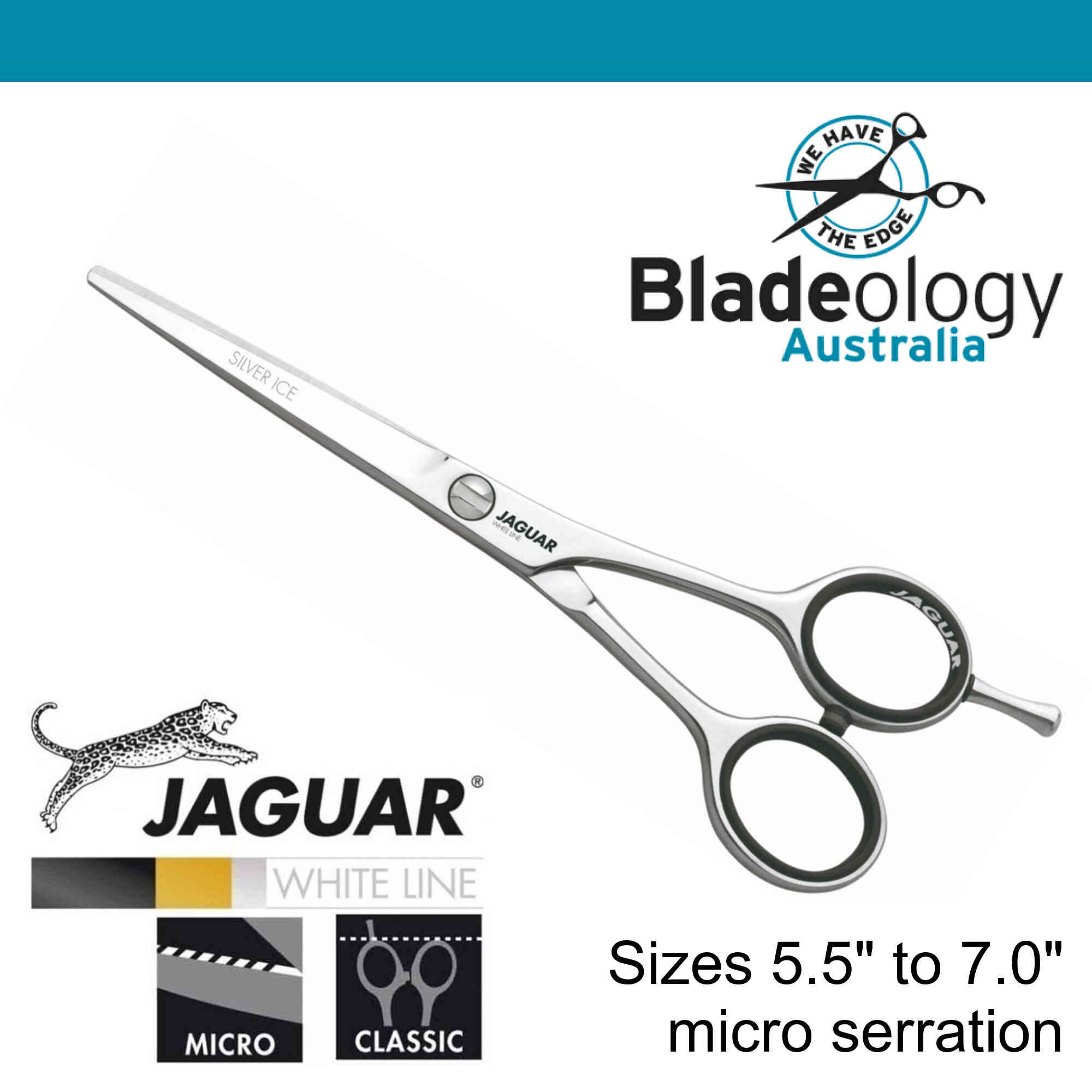 Jaguar White Silver Ice Classic Scissor with micro serration